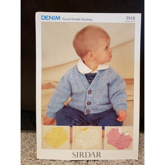 New Sirdar 3918 Denim Tweed Double Knitting Child Baby Cardigan Sweater Pattern - Picture 2 of 2